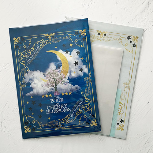 架空の洋書 夜桜の本 レターセット（BLUE） レターセット LALA