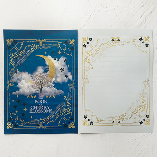 架空の洋書 夜桜の本 レターセット(BLUE) レターセット LALA CloveR. 通販|Creema(クリーマ) 13544022 架空の洋書 夜桜の本 レターセット(BLUE) レターセット LALA CloveR. 通販|Creema(クリーマ) 13544022