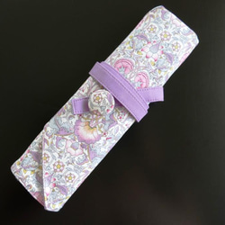 ロールペンケース リバティ ロデン(紫＆ピンク) 布小物 布雑貨 ロール ペンケース ウィリアム・モリス 1枚目の画像