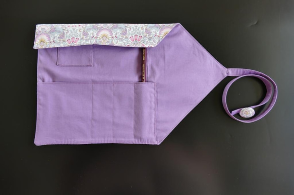 ロールペンケース リバティ ロデン(紫＆ピンク) 布小物 布雑貨 ロール ペンケース ウィリアム・モリス 2枚目の画像