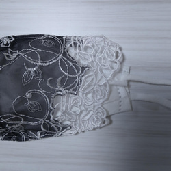 再販【送料込み】不織布マスクカバー  おしゃれ  ブラックレース 薔薇刺繍   肌に優しい 5枚目の画像