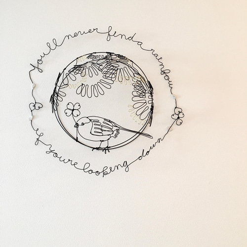 ワイヤーアート ワイヤークラフト リース 空を見上げよう リース 玄米  