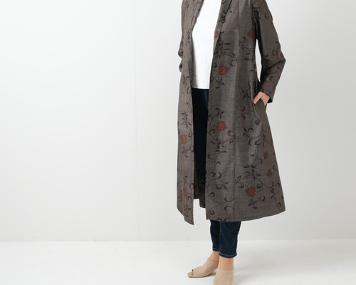 大島紬の未使用反物で作った　スプリングコート 大島紬の未使用反物で作った スプリングコート 大島紬の未使用反物で