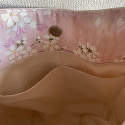 《受注製作》桜舞うピンクの丸いライントートバッグ 7枚目の画像