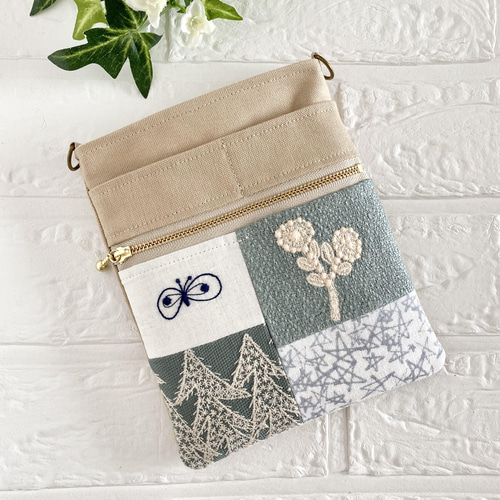 ミナペルホネン パッチワーク オーガナイザー ポシェット ユーカリ