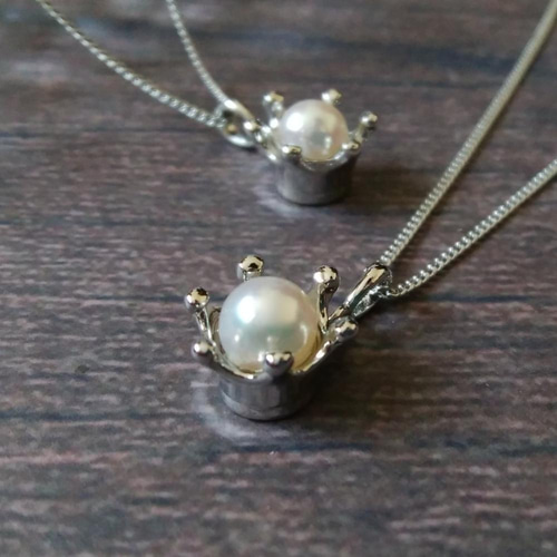 日本産あこや真珠】一粒パールとミルククラウンのネックレス 6月誕生石