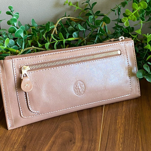 限定数新色長財布】フラワースタッズ ロングウォレットト(革色サンド