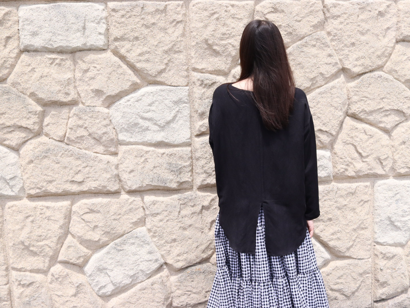 『スリット入りロングテール』トップス・長袖 ブラック　 No.218 7,700円