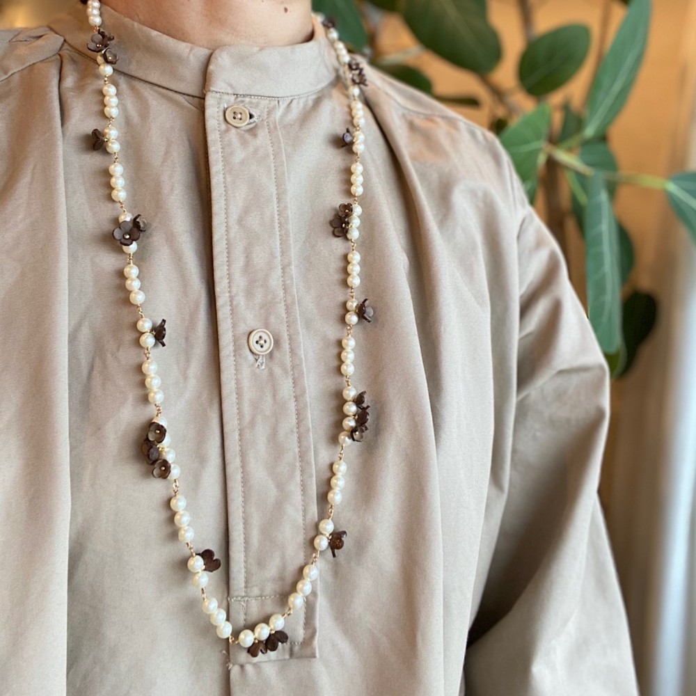 【40%off ¥16,500→¥9,900】アナベル ロングパールネックレス(ブラウンカラー）