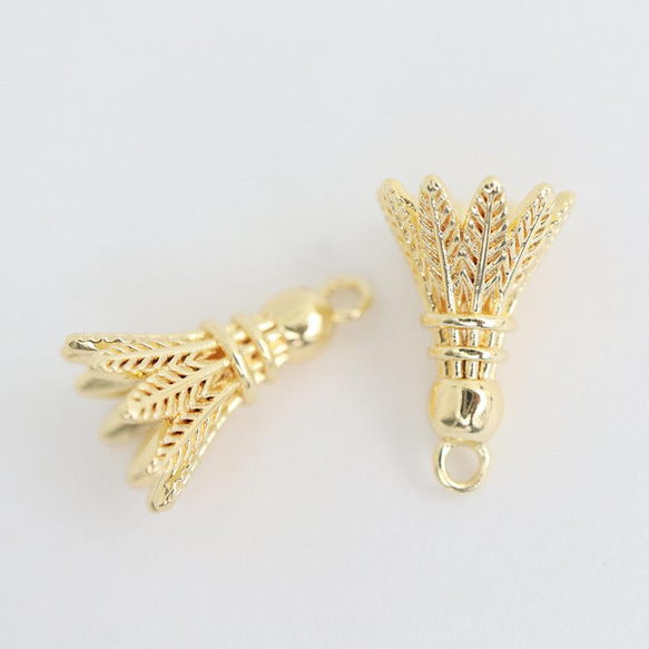 『在庫処分価格』金アレ対応 真鍮製 バドミントン シャトル ラケット チャーム セット 5枚目の画像