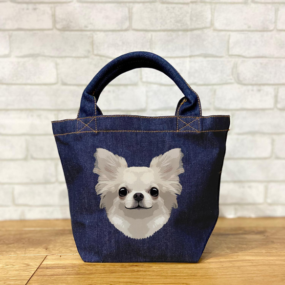 チワワ 毛色6色】 オリジナル ミニデニムトートバック うちの子 犬