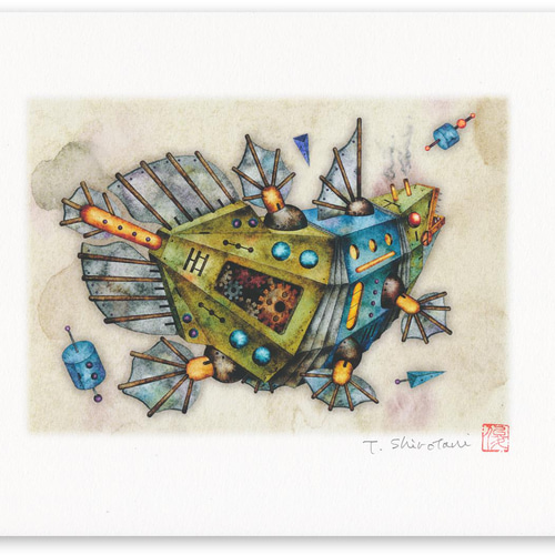 機械仕掛けのシーラカンス』 デジタル版画 / A4サイズ （作品