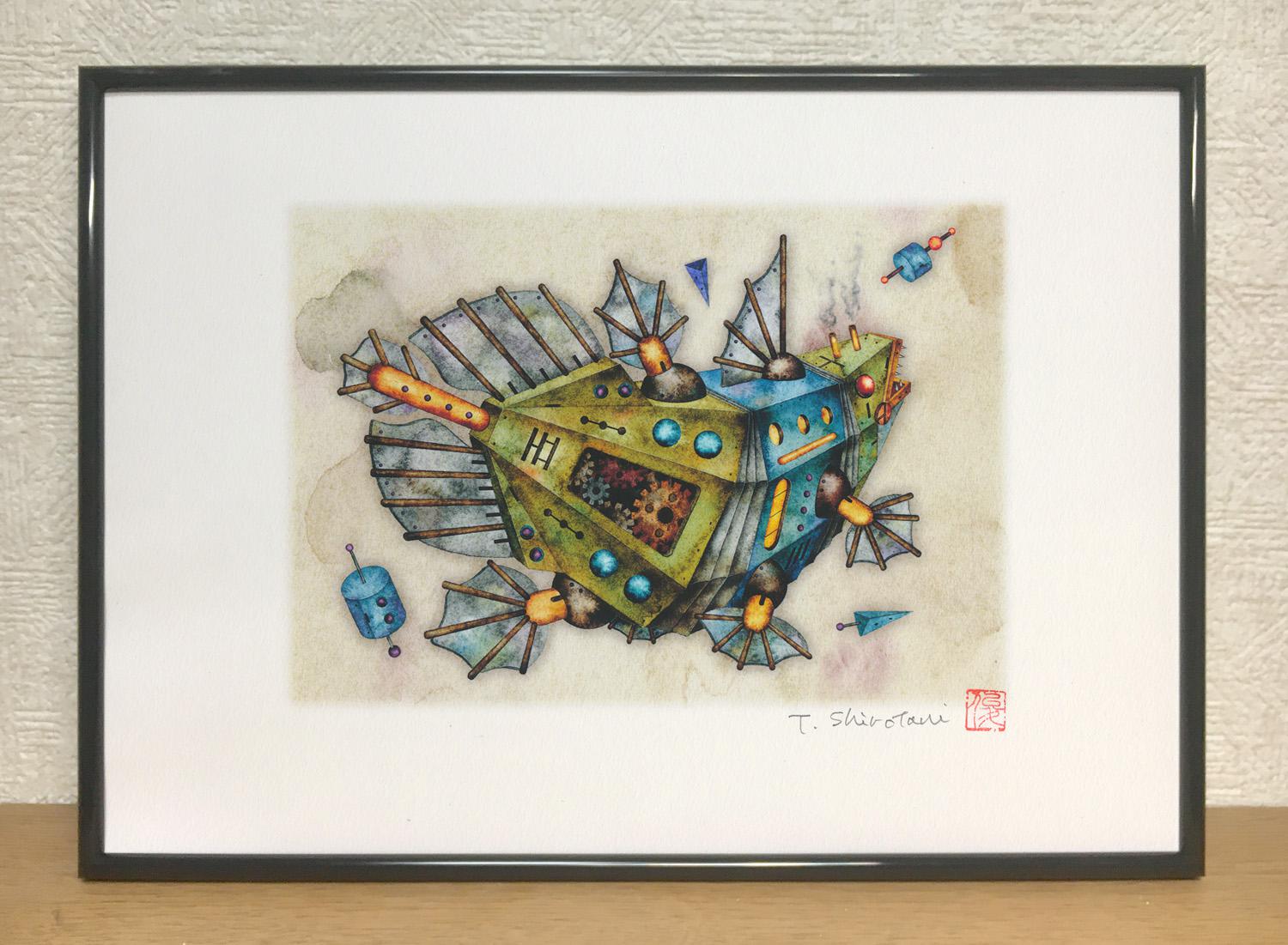 機械仕掛けのシーラカンス』 デジタル版画 / A4サイズ （作品