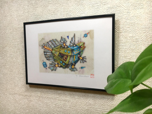 『機械仕掛けのシーラカンス』 デジタル版画 / A4サイズ　（作品のみ） 2枚目の画像