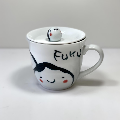 波佐見焼 お福さんカップ 蓋付き 【tomofac】 マグカップ 波佐見焼