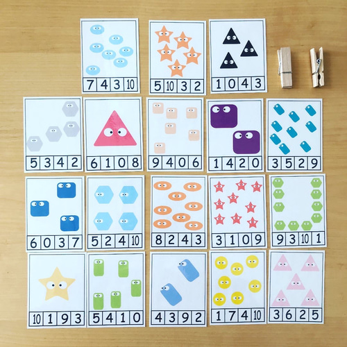 数え方のお勉強 と 手先の訓練 形と色 クリップハサミ おもちゃ・人形