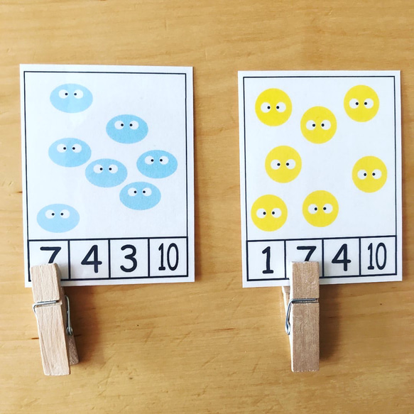 数え方のお勉強 と 手先の訓練   形と色　クリップハサミ 3枚目の画像