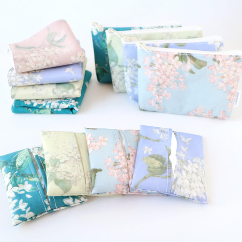 ポケットティッシュケース 大きめサイズ ライラック ライトブルー