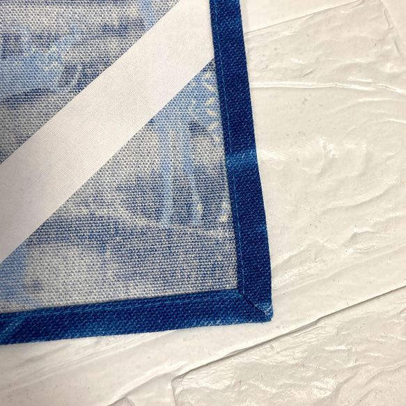 給食袋　巾着　二枚仕立て　ランチマット　35✖️45 男の子　動物　アニマル　青　ブルー　記名スペース有り 4枚目の画像