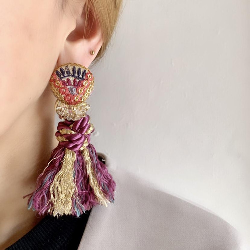 no.53〜極彩色〜purple〜ピアス・イヤリング(送料無料) ピアス 