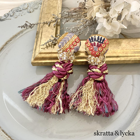 no.53〜極彩色〜purple〜ピアス・イヤリング(送料無料) ピアス 