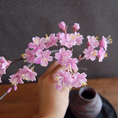 ◇粘土のお花◇ 桜 壺 一輪挿し S652 アートフラワー Old-Fantasy 通販
