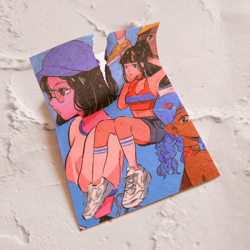 韓国漫画風シールブック◇少女⑦◇50枚ステッカーフレークシール本韓国