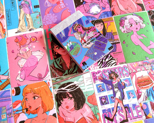 韓国漫画風シールブック◇少女⑩◇50枚ステッカーフレークシール本韓国