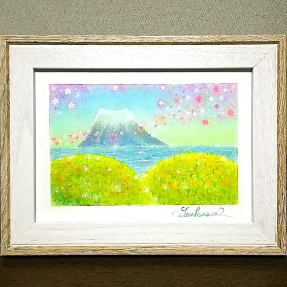 パステルアート 花火と富士山 パステル画原画 絵画 T's Arts