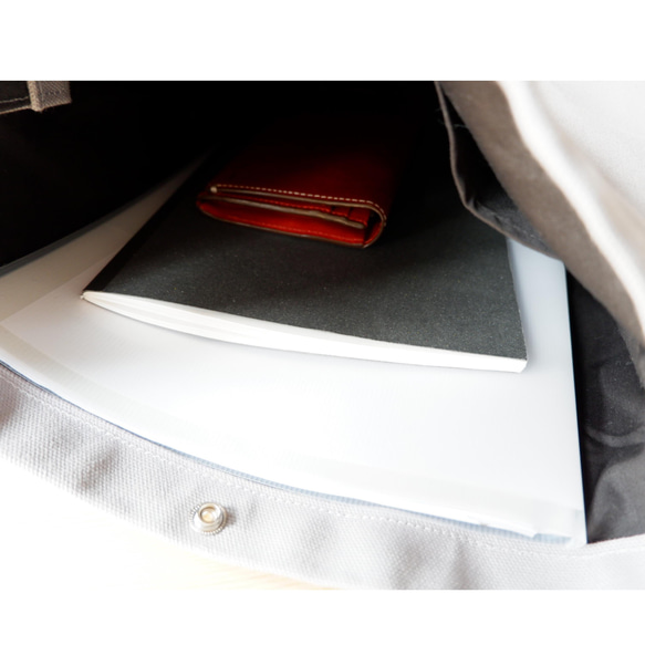 A4/2wayワンショルダートート◇ストームグレー◇倉敷帆布 6枚目の画像