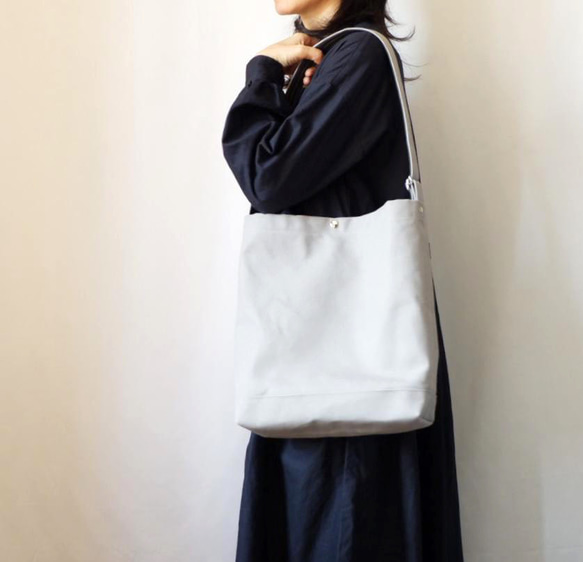 A4/2wayワンショルダートート◇ストームグレー◇倉敷帆布 2枚目の画像