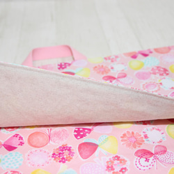 防災頭巾カバー背もたれタイプ　ピンク系のかわいいちょうちょ柄　入園入学準備 4枚目の画像