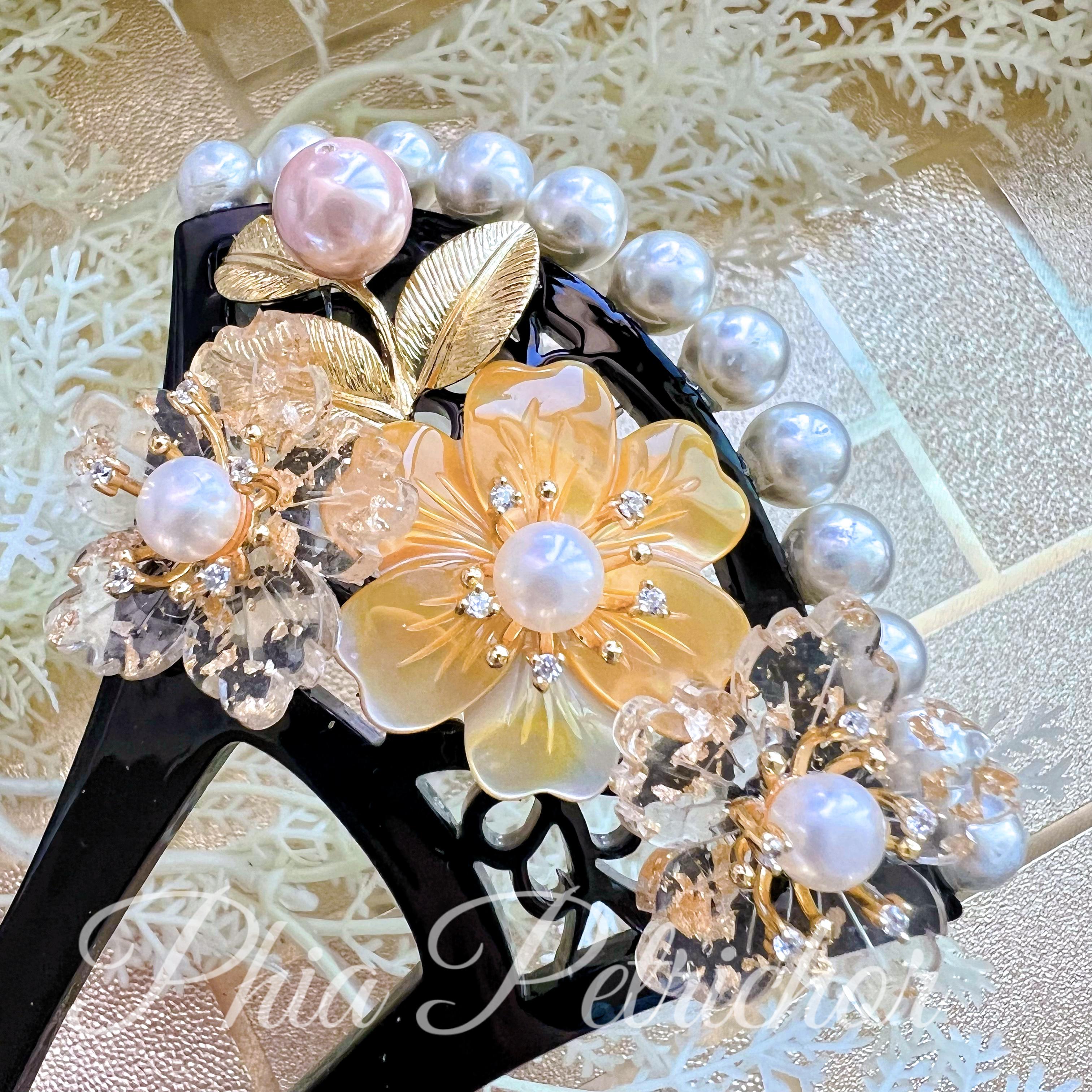 簪　かんざし　バチ型簪　美品　金彩　橘　たちばな　螺鈿　髪飾り　着物　和装　小物 簪 かんざし バチ型簪 美品 金彩 橘 たちばな 螺鈿 髪飾り 着物