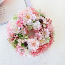 スターチス・アンティークピンクドライフラワーリース ドライ