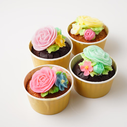 食べられるお花のカップケーキ【4個セット】 2枚目の画像