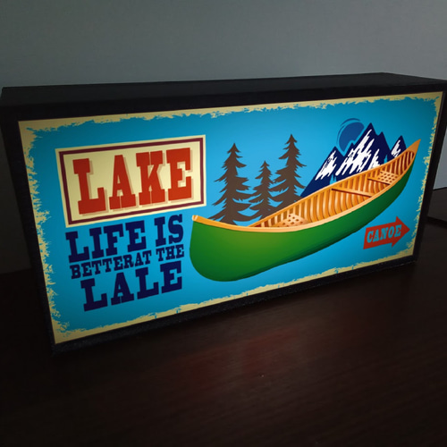 アウトドア キャンプ 湖 カヌー フィールド アメリカン サイン 看板