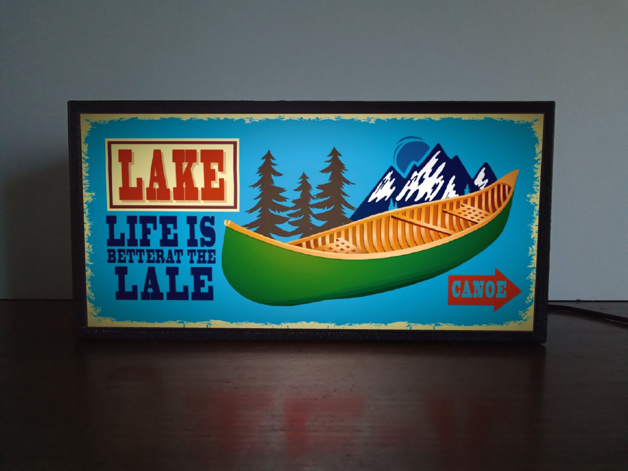 アウトドア キャンプ 湖 カヌー フィールド アメリカン サイン 看板 置物 雑貨 LED2wayライトBOX