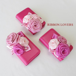 【送料無料】リボンの薔薇のカードケース(ピンク①) 4枚目の画像