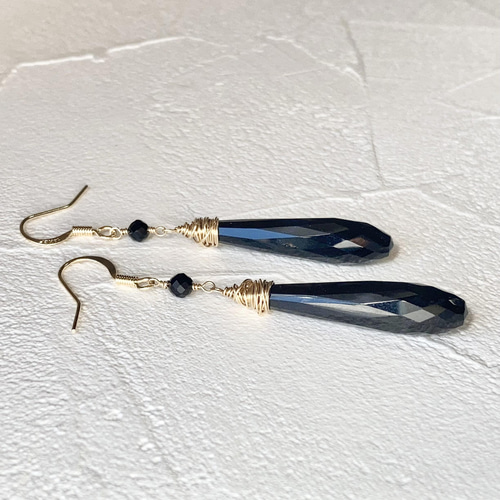 MODERN WEAVING オニキスドロップピアス ドロップピアス ブラックオニキス | KIRANAH