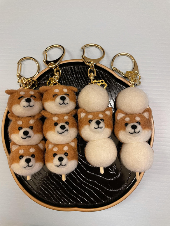 はんどわーくベーる 羊毛フェルト 柴だんご1点柴枝豆3点　4点セット はんどわーくベーる 羊毛フェルト 柴だんご1点柴枝豆3点 4点