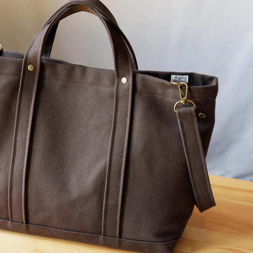 A4トート◇持ち手ショート | 倉敷帆布 |ダークブラウン トートバッグ