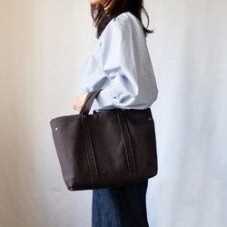 A4トート◇持ち手ショート | 倉敷帆布 |ダークブラウン トートバッグ