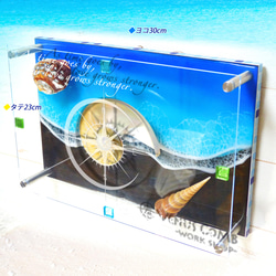 アートパネル 壁掛け　碧のビーチ&シェル(貝殻) 230×300　レジンアートパネル ディスプレイ パワーシェル ２ 1枚目の画像