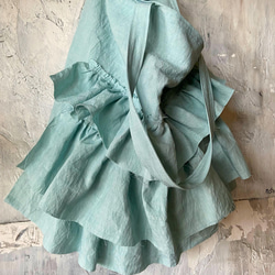 European linen big frill bag (mint blue) 11枚目の画像