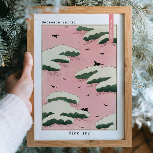 アートポスター インテリアポスター 渡辺省亭 「Pink sky」 L判 ハガキ