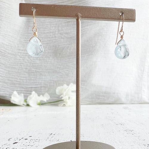 特集掲載】アクアマリン 3月誕生石 ペアシェイプ ピアス＆ネックレス