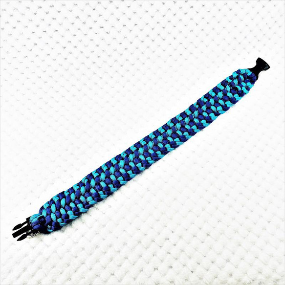 [キット]パラコードマクラメ編み＃160ターコイズブルーと紫の大、中型犬用首輪No190 11枚目の画像