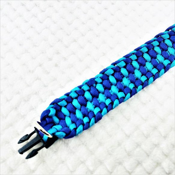 [キット]パラコードマクラメ編み＃160ターコイズブルーと紫の大、中型犬用首輪No190 6枚目の画像