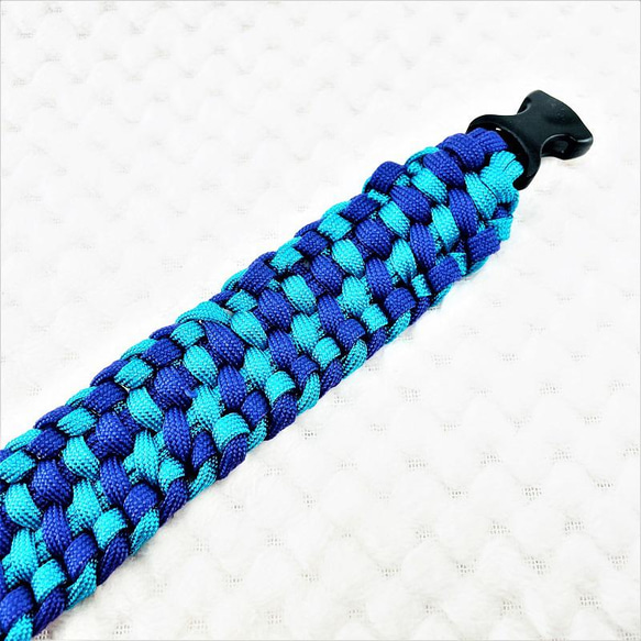 [キット]パラコードマクラメ編み＃160ターコイズブルーと紫の大、中型犬用首輪No190 7枚目の画像