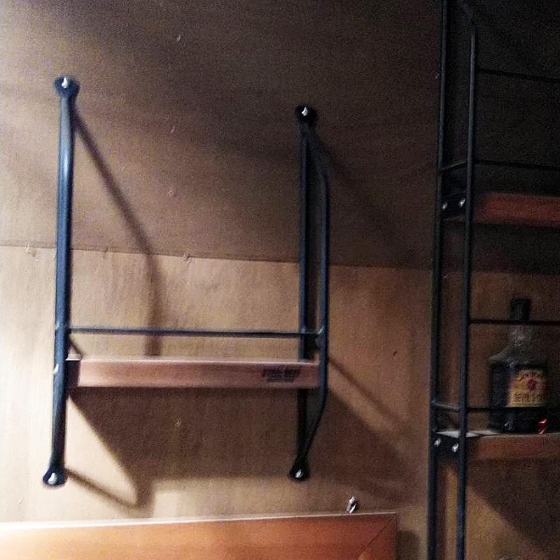 アイアン&ウッドボトルラック1段　壁掛け棚・ウォールラック・ウォールシェルフ （400mm×610mm×125mm）